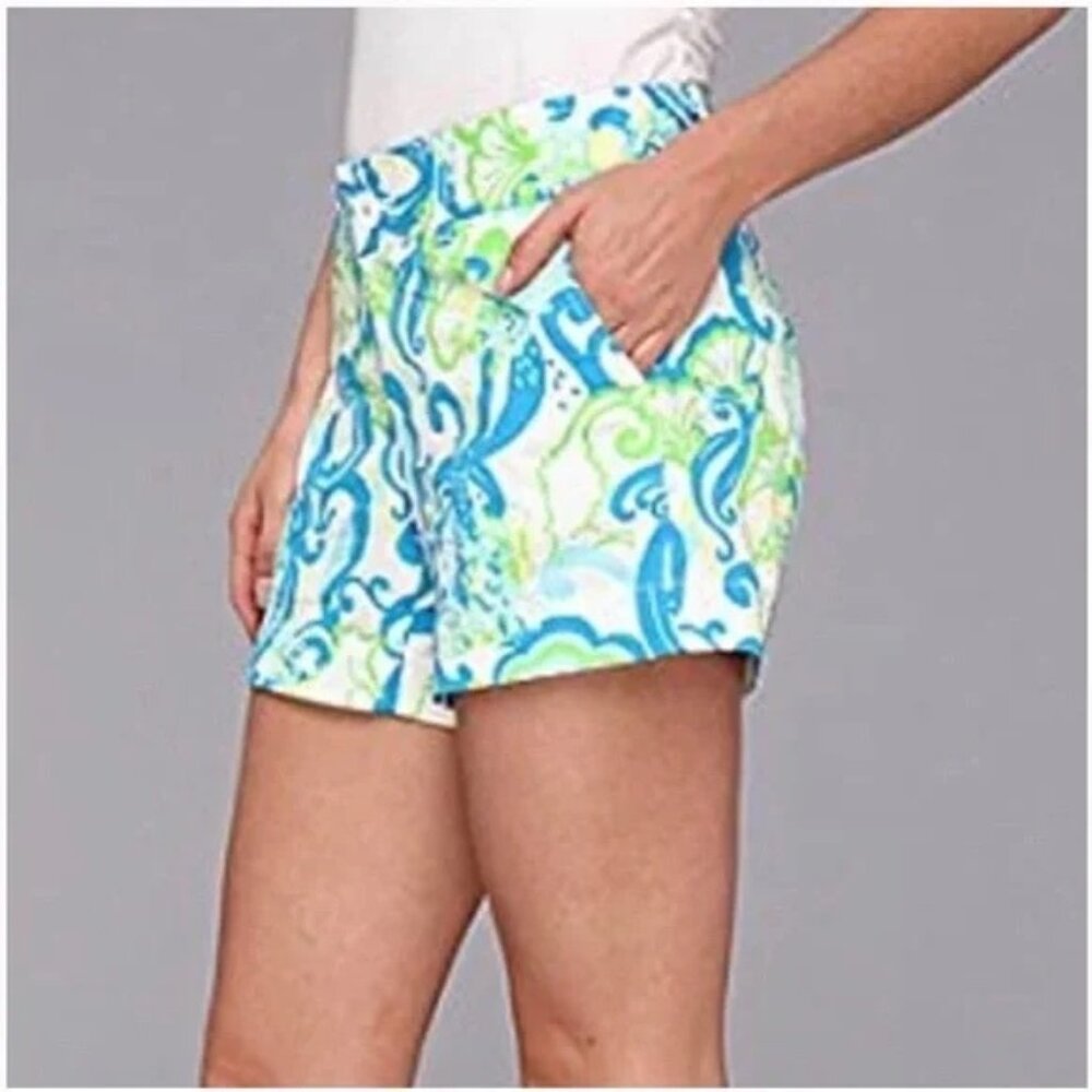 Lilly Pulitzer Shorts Women's Size 2 US White Blue Green 5" Callahan Cotton - Picture 9 of 12